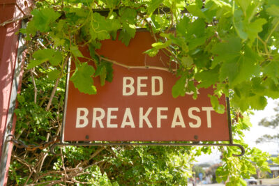 Bed and Breakfast sign wine leaves